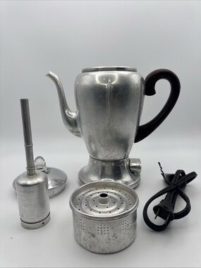 Vintage Mirro-Matic Electric Aluminum Coffee Percolator 4 Cup Model 101M